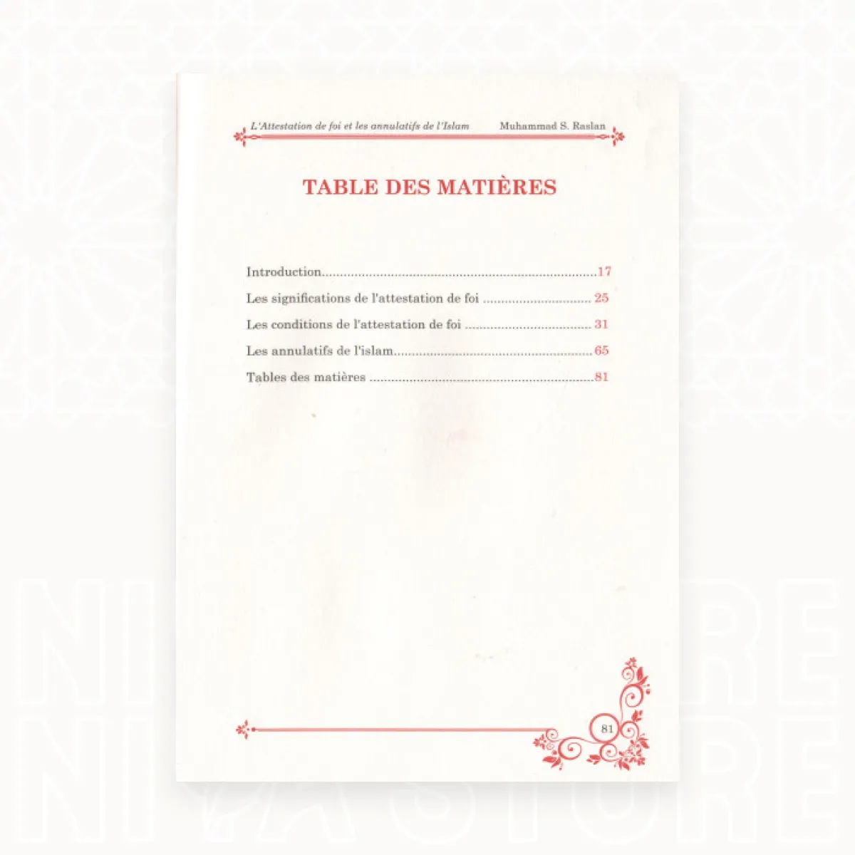 L'attestation De Foi Et Les Annulatifs De L'islam - Cheikh Raslan