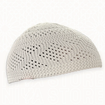 Chachia blanche (XL) grande taille avec élastique coton