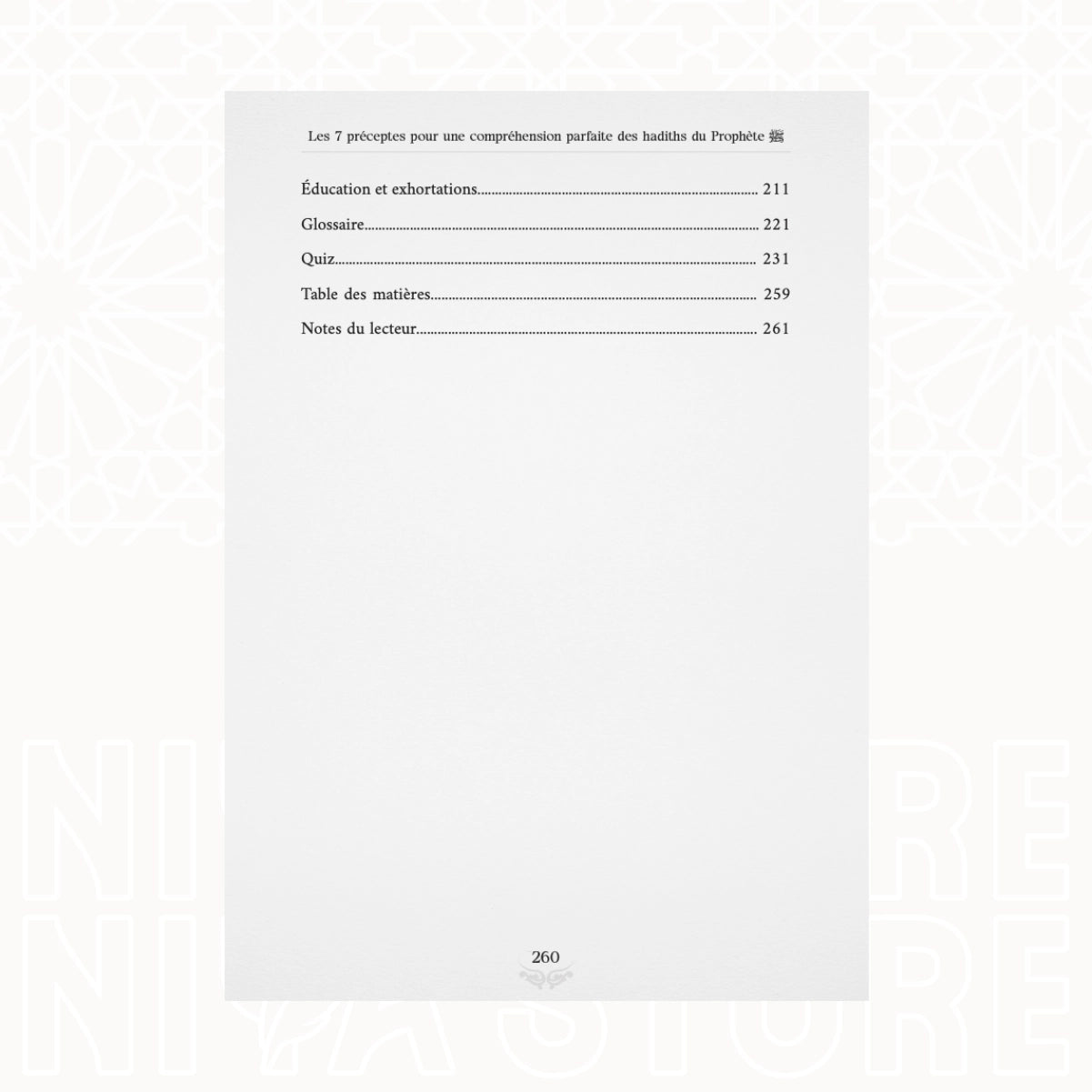QR codes interactifs et playlist audio du livre Les 7 préceptes sur les hadiths - Éditions Sentier du Salut - Niya Store