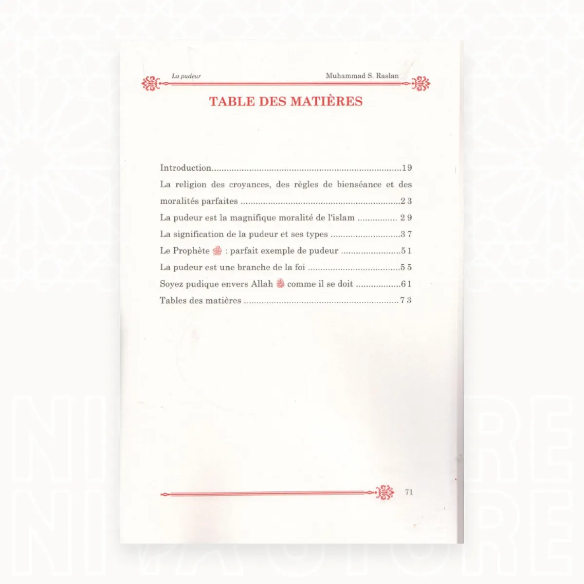 La pudeur - Cheikh Raslan