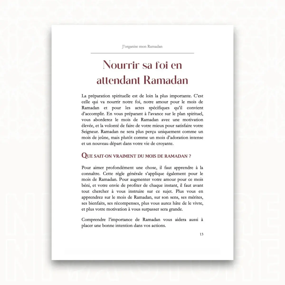 J'organise mon Ramadan - Plan d'action pour tirer le meilleur du mois béni - Le Livre Kataba éditions